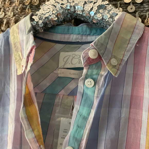 ๐ Long-sleeve J. Crew rainbow ๐ button down cotton size S NWT! - Picture 3 of 7